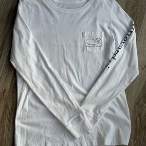 Vineyard Vines White Shirt with Blue Logo